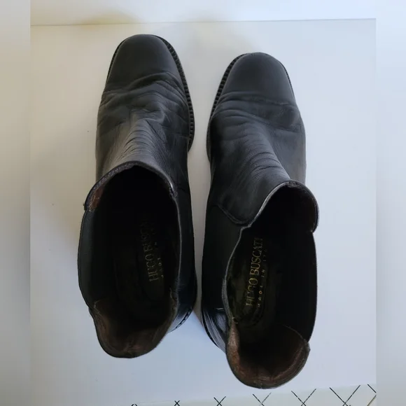 Vintage Hugo Buscati Black Leather Chelsea Boots Women's Size 10 - Picture 8 of 13
